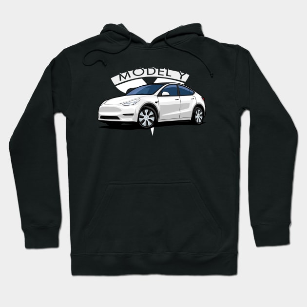 Model Y electric car white Hoodie by creative.z